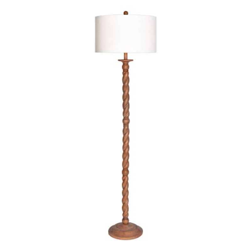 Wood Finish Resin Twist Floor Lamp, 64″