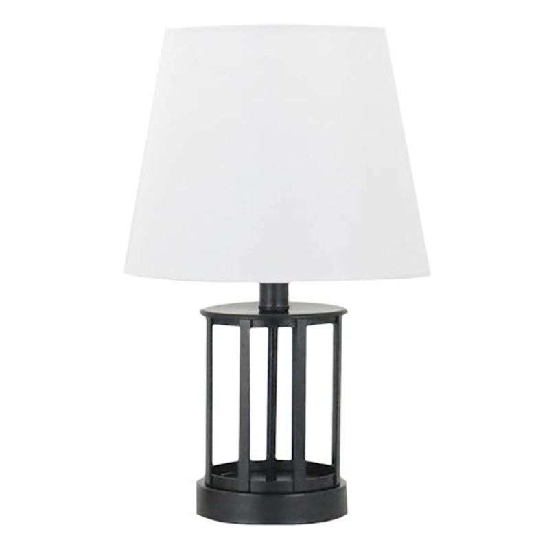 Black Metal Cage Lamp with Shade, 16″