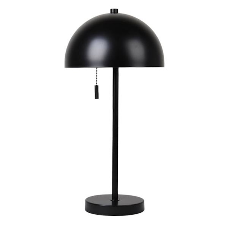Black Metal Dome Small Table Lamp with Shade, 20″