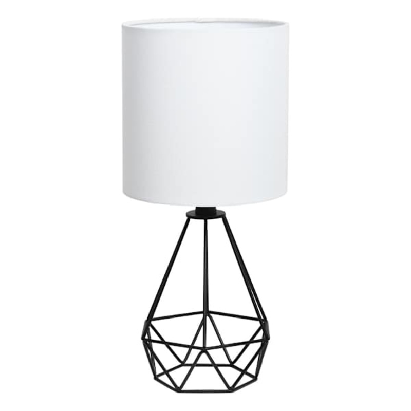 Black Metal Wire Geo Small Lamp with Shade, 17.5″