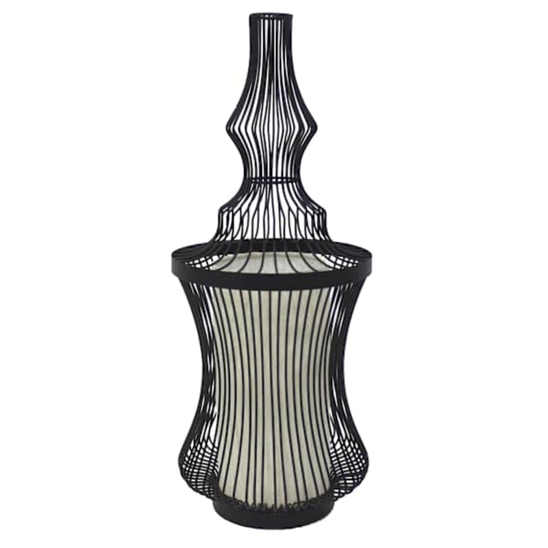 Black Metal Wire Uplight with Fabric Shade Liner, 24″