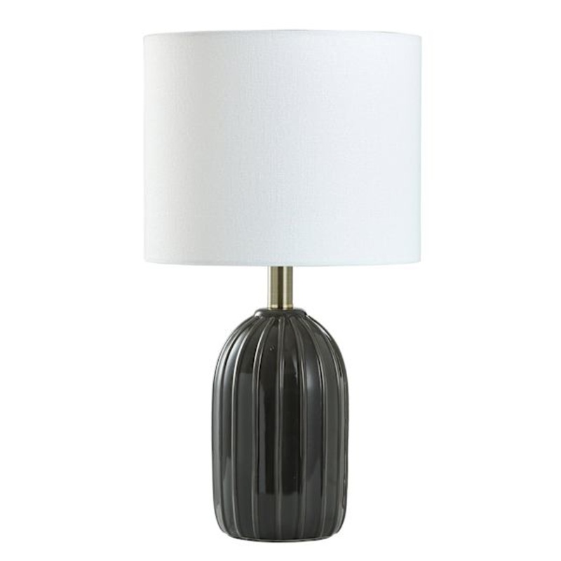 Black Ribbed Accent Lamp with Shade, 18″