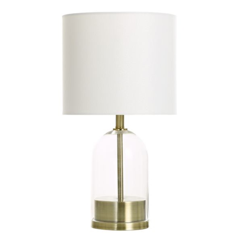 Brass Clear Glass Small Table Lamp with Shade, 18″