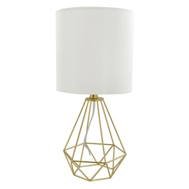 Brass Wire Small Table Lamp with Shade, 17.5″