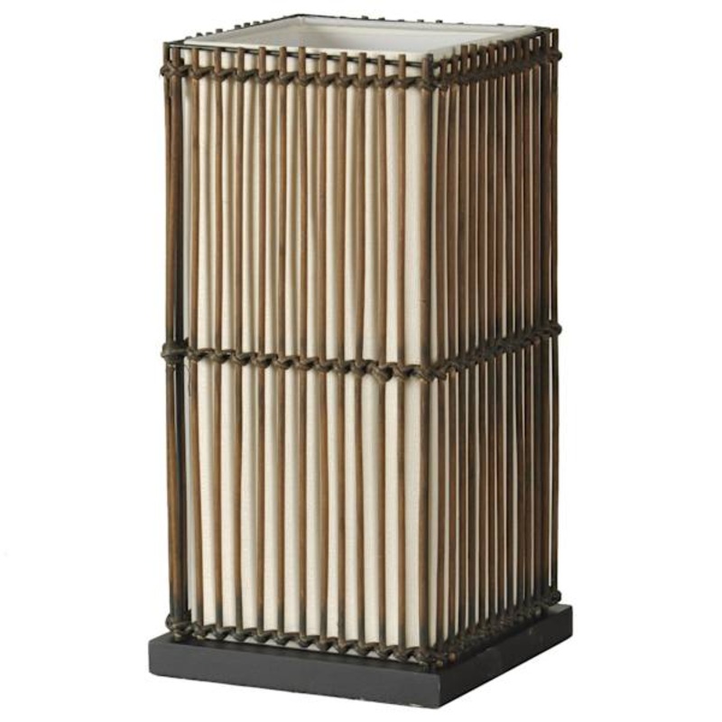 Brown Rattan Uplight, 14″