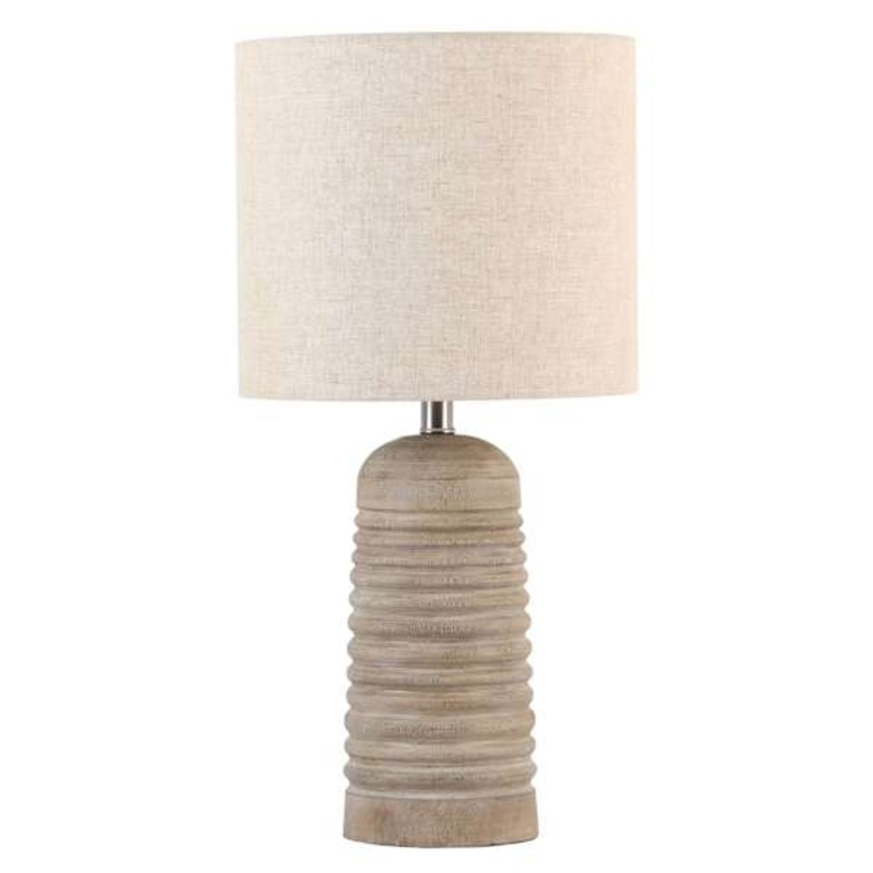 Brown Ribbed Medium Table Lamp with Shade, 23.5″