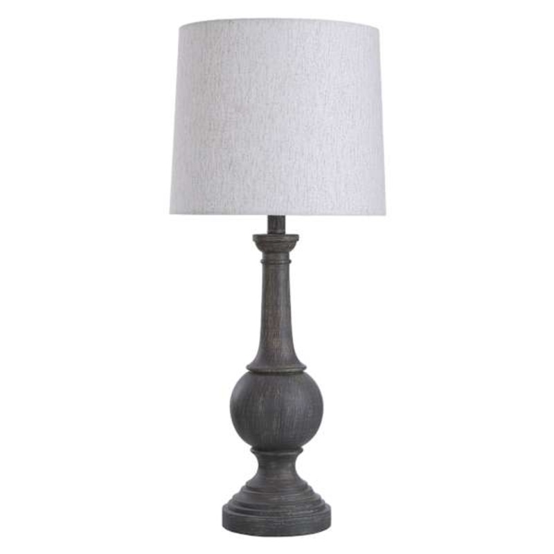Brown Spindle Table Lamp with Shade, 28″