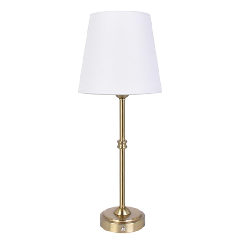 Brushed Gold Touch Dimmer Portable Rechargeable Buffet Small Table Lamp with Shade, 18″