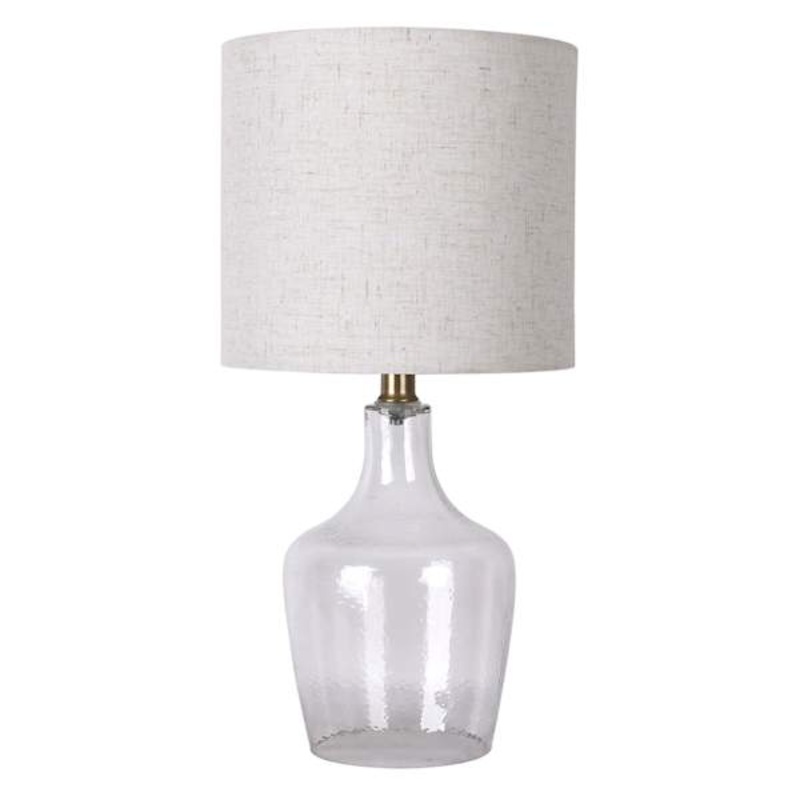 Clear Dimpled Glass Table Lamp with Shade, 18″