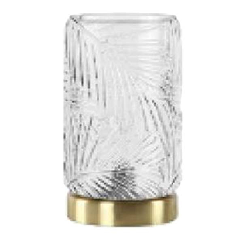 Clear Glass Leaf Embossed Uplight Lamp, 9″