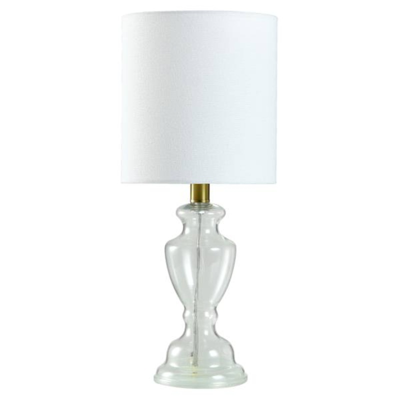 Clear Glass Spindle Table Lamp with Shade, 19″