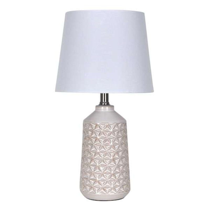 Cream Textured Ceramic Small Table Lamp with Shade, 20″