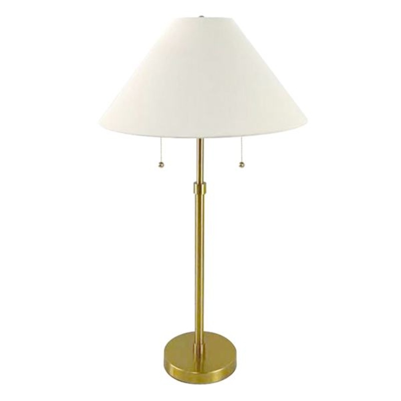 Crosby St. Brushed Brass Pull Chain Buffet Large Table Lamp with Shade, 27.5″
