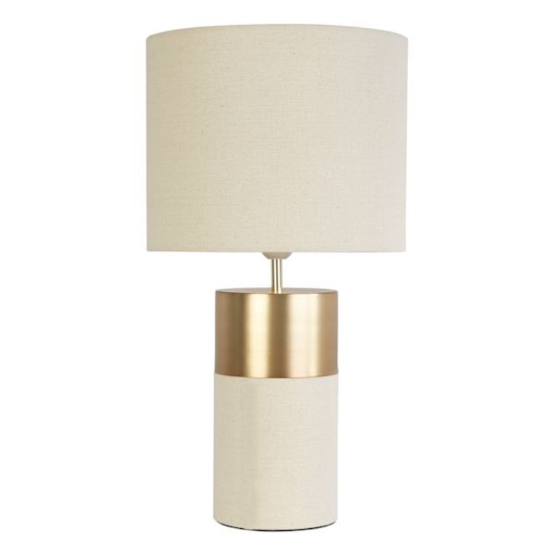 Crosby St. Cream & Gold Linen Small Table Lamp with Shade, 20″