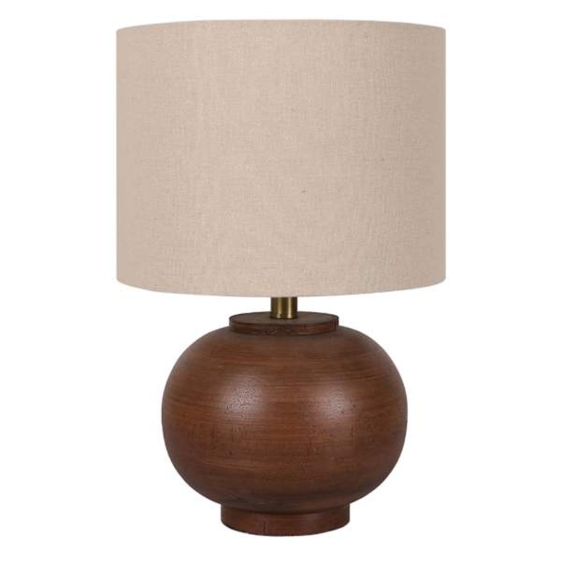 Crosby St. Walnut Wood Finish Sphere Small Table Lamp with Shade, 17.5″
