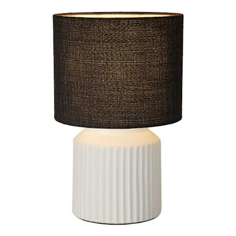 Crosby St. White Ceramic Small Table Lamp with Slub Shade, 16″