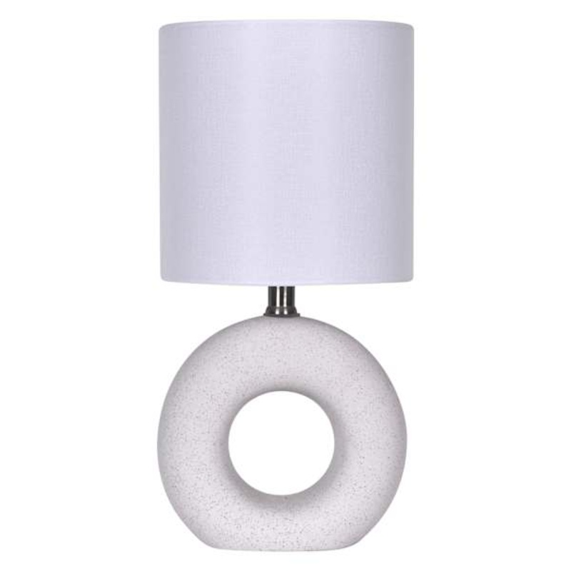 Crosby St. White Ceramic Textured Ring Small Table Lamp with Shade, 16″