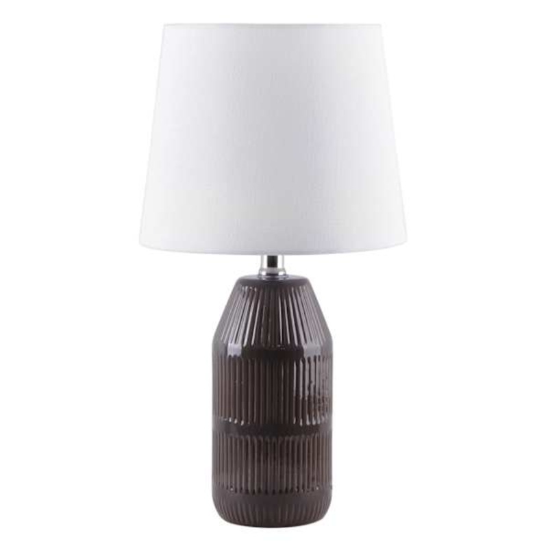 Dark Grey Cream Line Accent Lamp with Shade, 20″