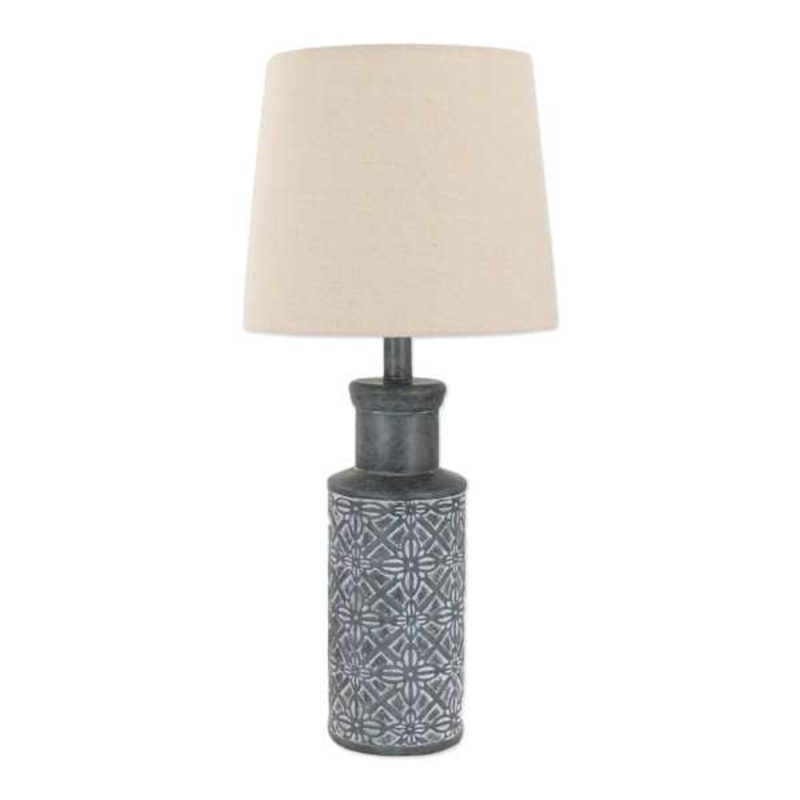 Distressed Grey Medium Table Lamp with Shade, 24″