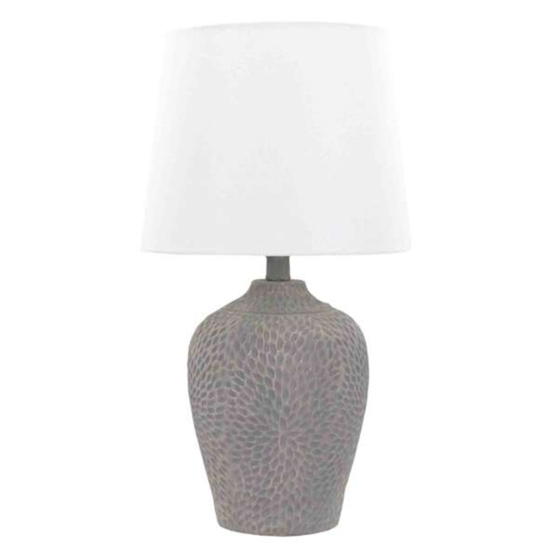 Found & Fable Dark Grey Patterned Small Table Lamp with Shade, 20″