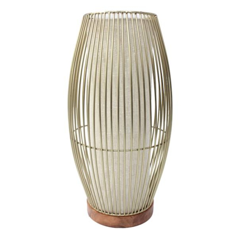 Found & Fable Gold Wired Uplight with Wooden Base, 16.2″