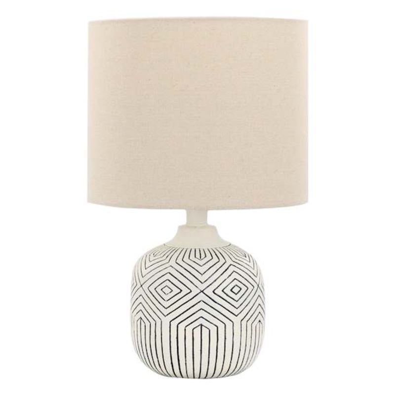 Found & Fable Grey Embossed Small Table Lamp with Shade, 16″