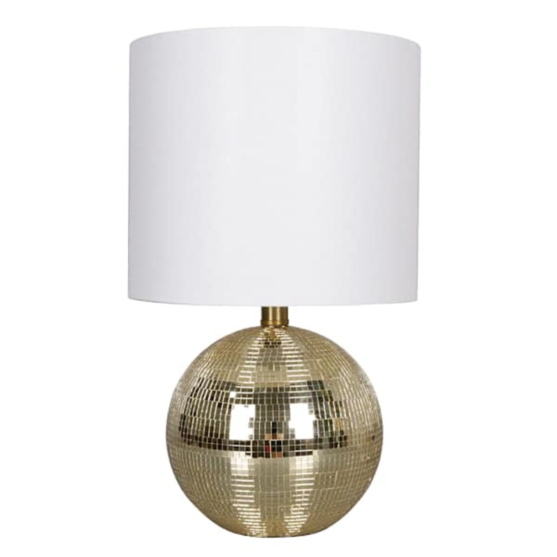 Gold Glass Disco Ball Lamp with Shade, 17.5″