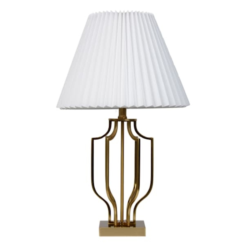 Gold Metal Medium Table Lamp with Pleated Empire Shade, 24″