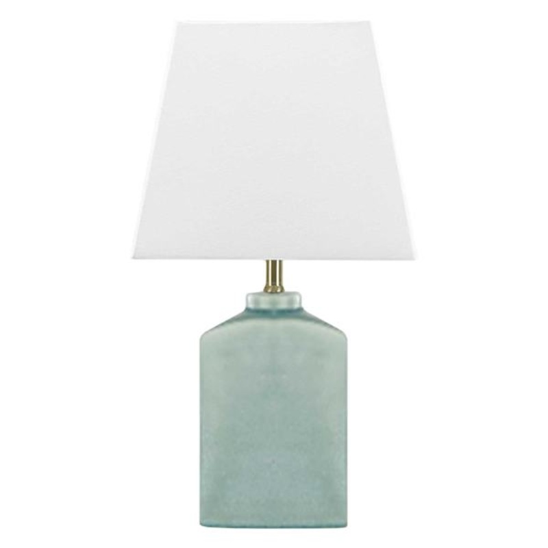 Green Ceramic Square Lamp with Square Shade, 15″