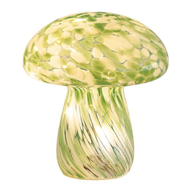 Green Fairy Light Mushroom Lamp, 7″