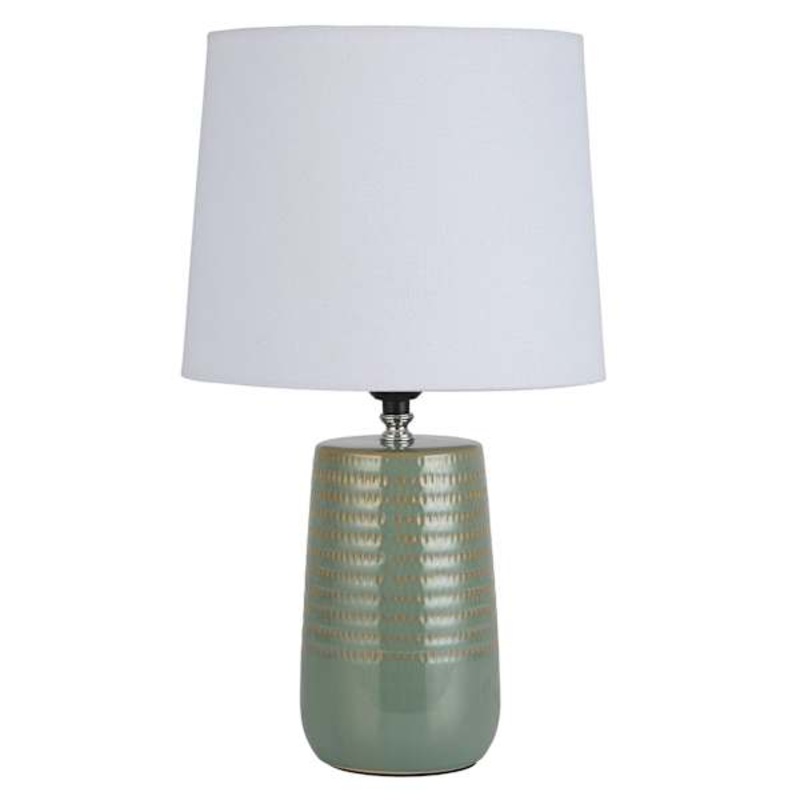 Green Textured Ceramic Small Lamp with Shade, 16″
