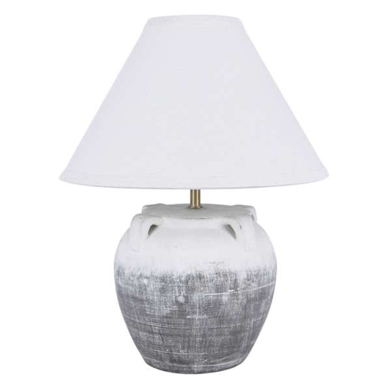 Grey Ombre Ceramic Pot Small Table Lamp with Shade, 11.5″