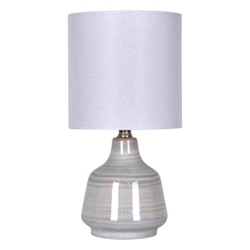 Honeybloom Blue Tonal Striped Ceramic Small Table Lamp with Shade, 15.5″