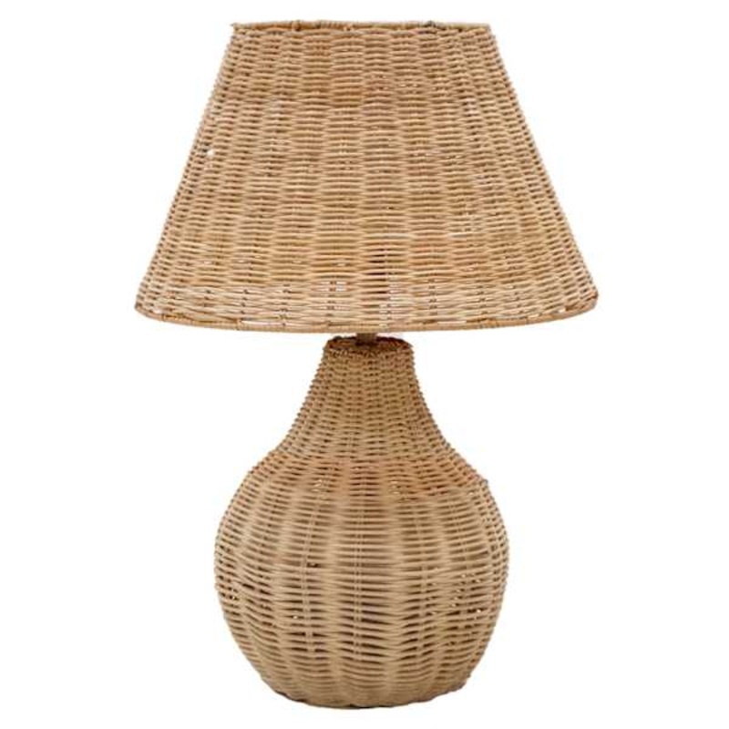 Honeybloom Natural Weaving Rattan Small Table Lamp with Shade, 16.5″