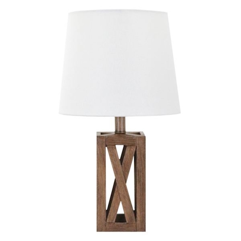 Honeybloom Walnut Crisscross Small Table Lamp with Shade, 20″