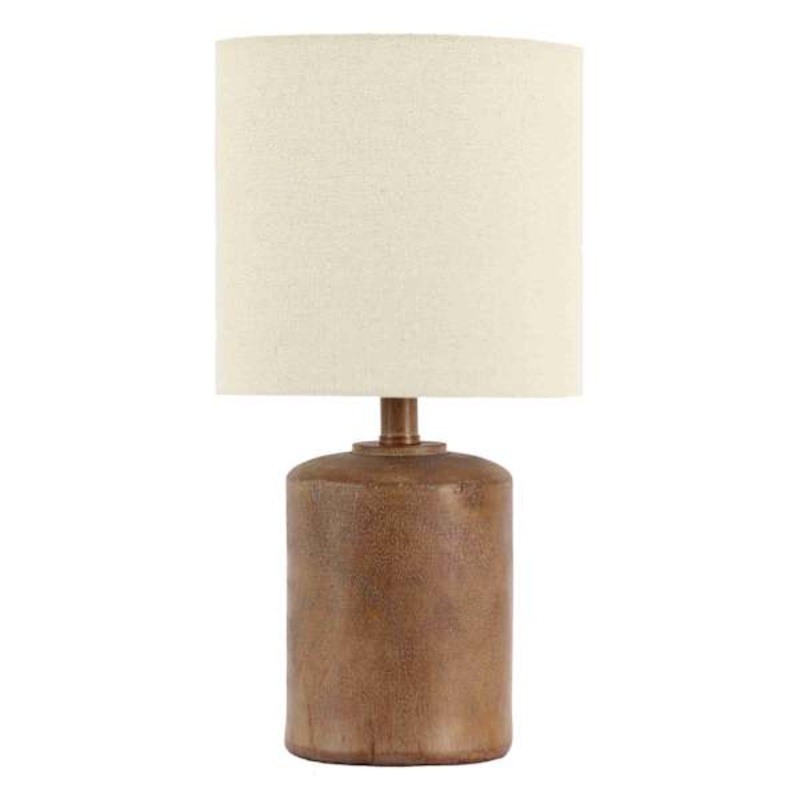 Honeybloom Walnut Wood Finish Small Table Lamp with Shade, 21″