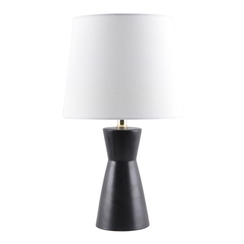 Matte Black Ceramic Accent Lamp with Shade, 20″