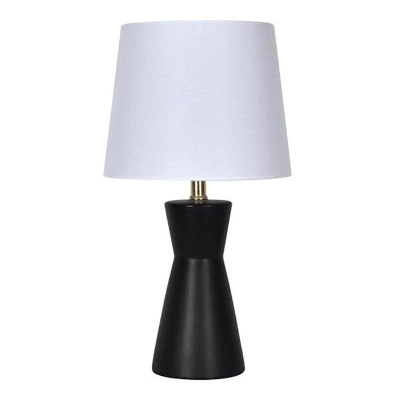 Matte Black Ceramic Small Table Lamp with Shade, 18″