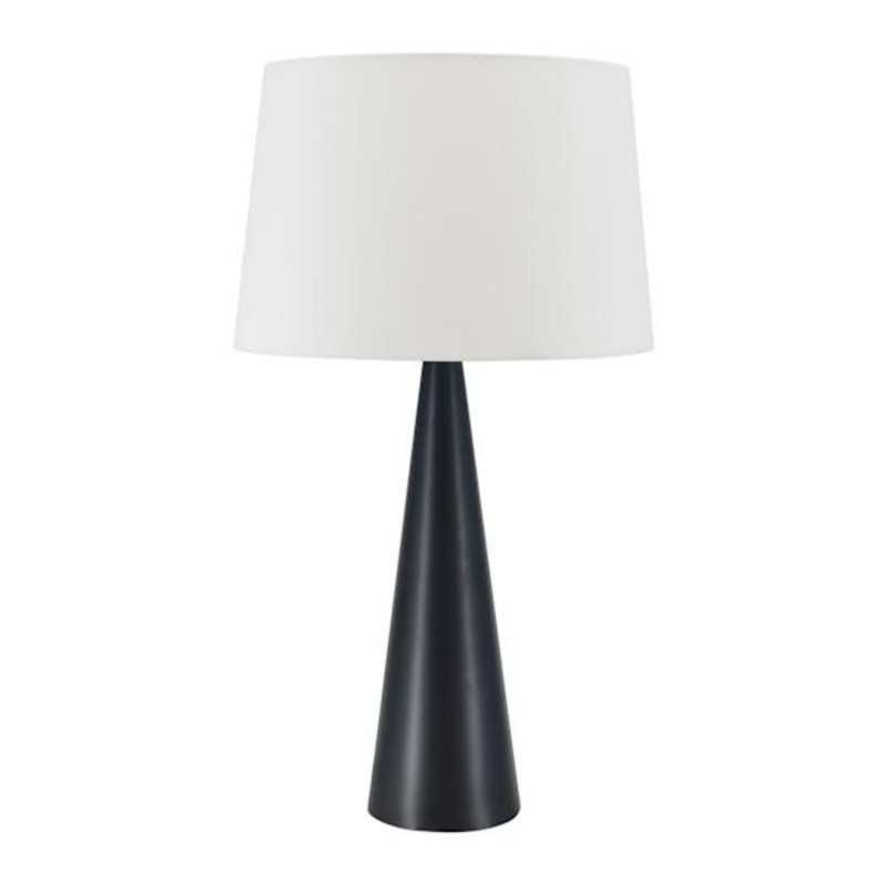 Matte Black Metal Cone Medium Table Lamp with Shade, 25″