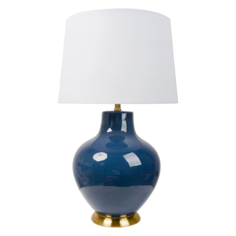 Navy Blue Ceramic Extra Large Table Lamp with Shade, 27″