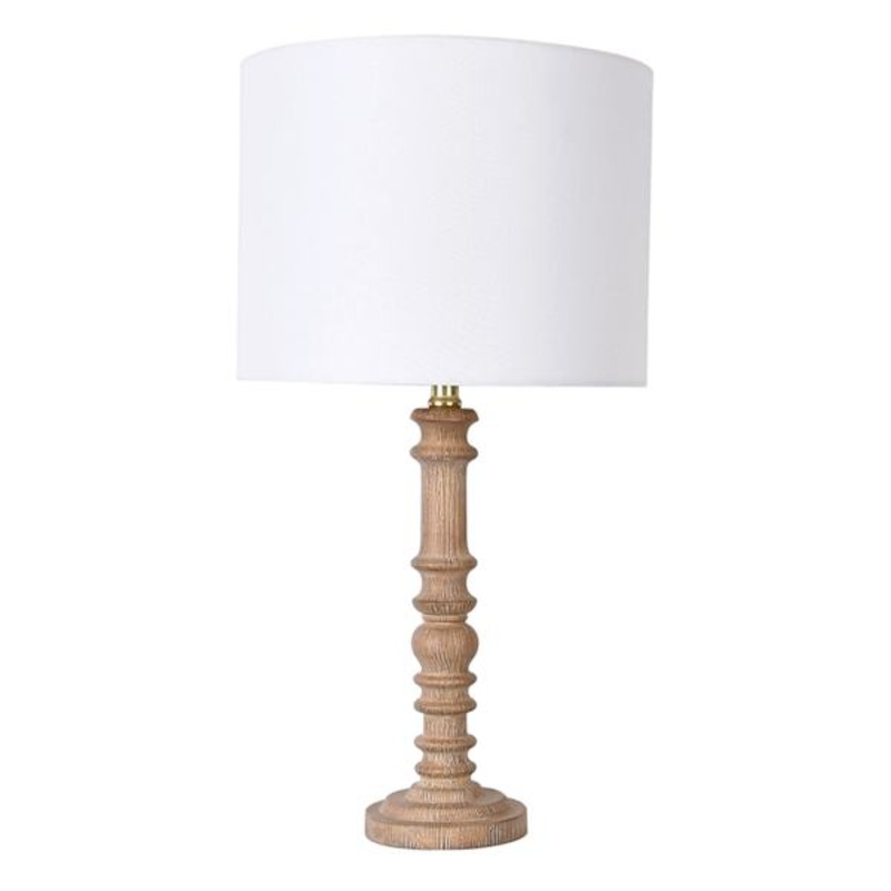 Neutral Spindle Table Lamp With Shade, 25″