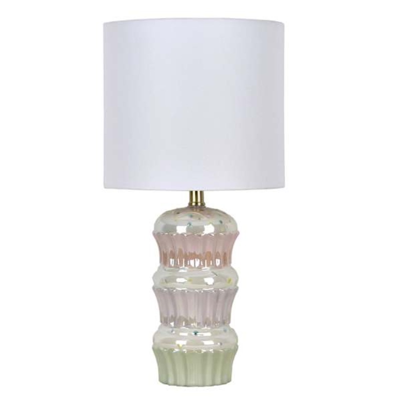 Pastel Ceramic Stacked Cupcake Lamp with Shade, 19″