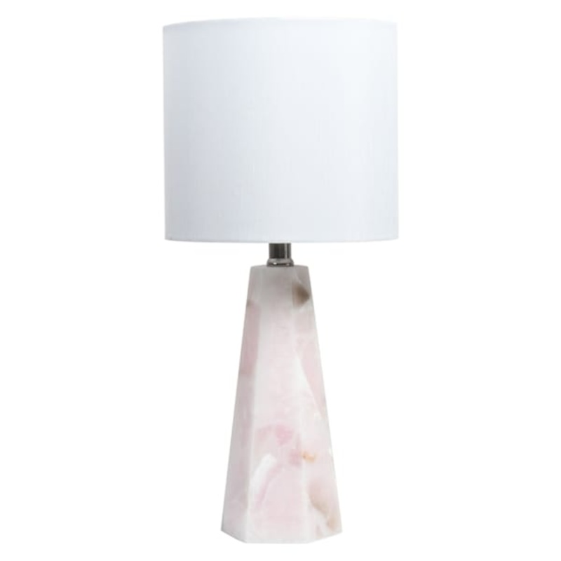 Pink Alabaster Small Lamp with Shade, 19″
