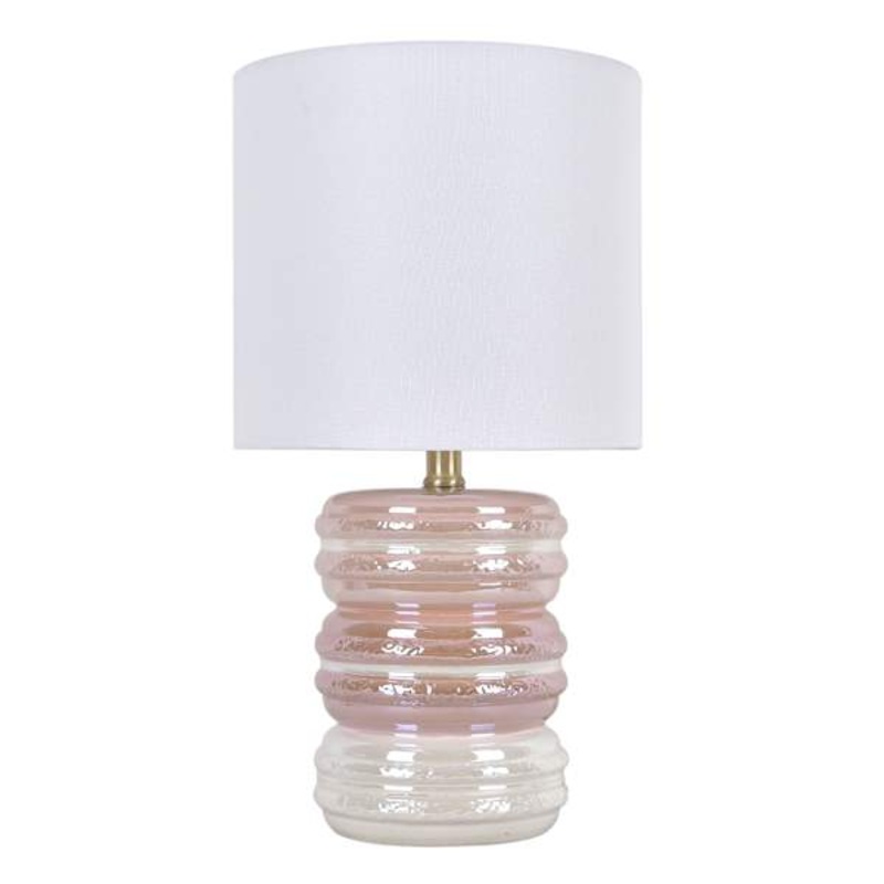 Pink Ceramic Stacked Macarons Lamp with Shade, 17.8″