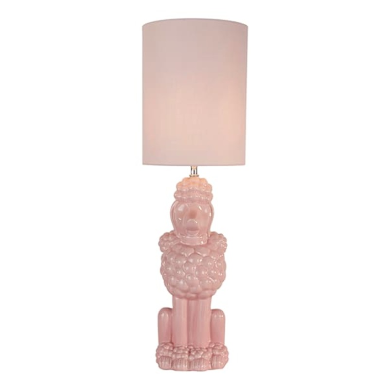 Pink Poodle Ceramic Medium Lamp with Shade, 27″