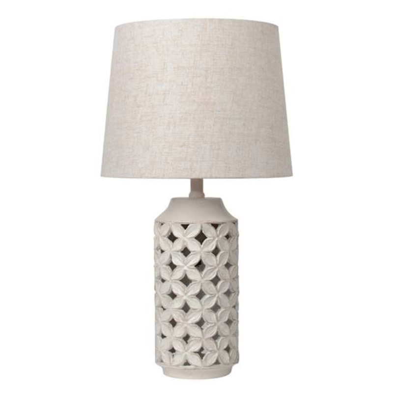 Tan Cutout Lattice Medium Table Lamp with Shade,  24″