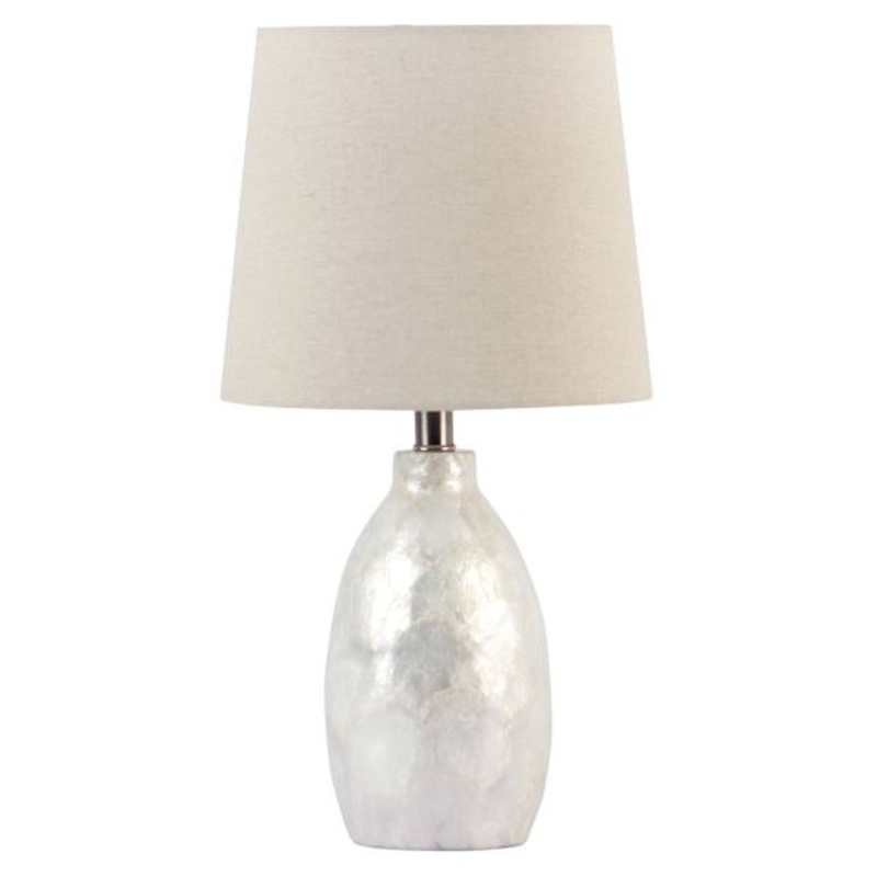 Tracey Boyd White Pearl Small Table Lamp with Shade, 21″