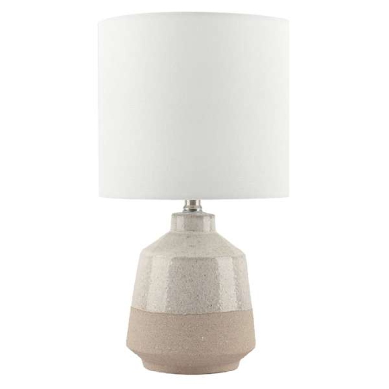 Two-Toned Natural Small Table Lamp with Shade, 18.5″