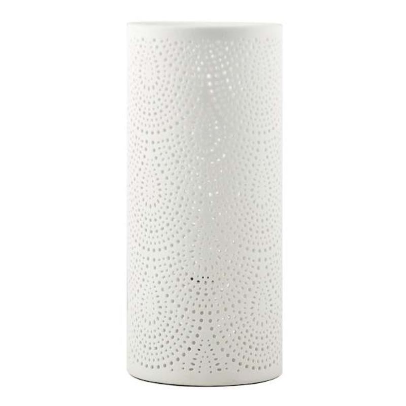 White Ceramic Cutout Uplight Lamp, 11″