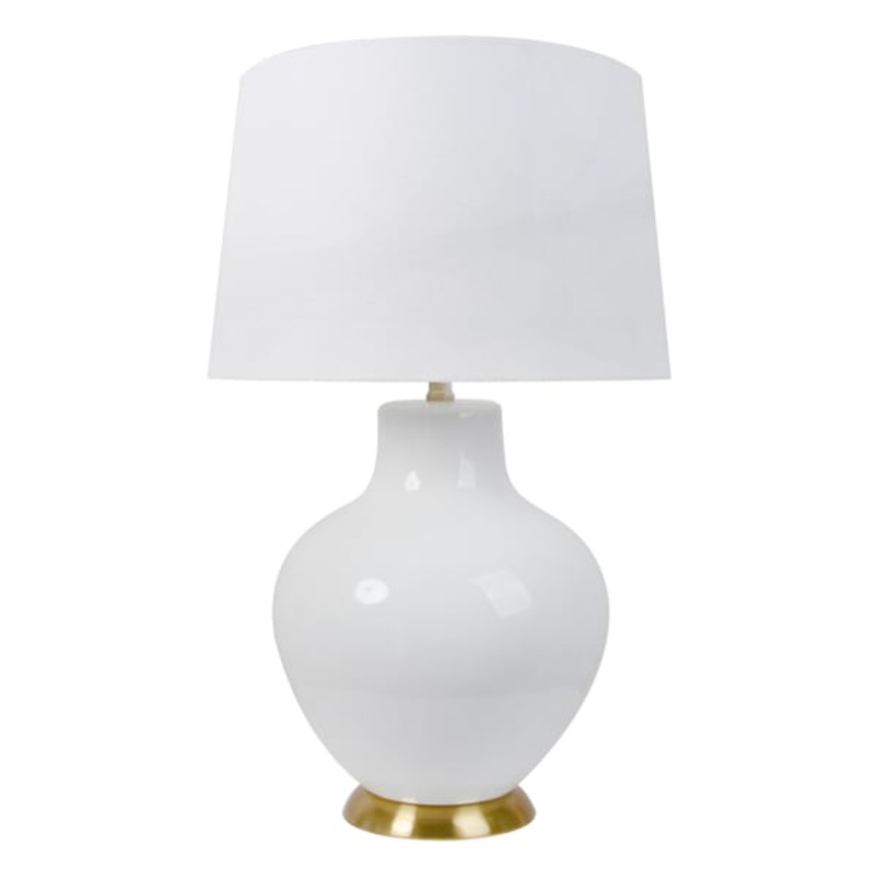 White Ceramic Oversized Lamp with Shade, 27″